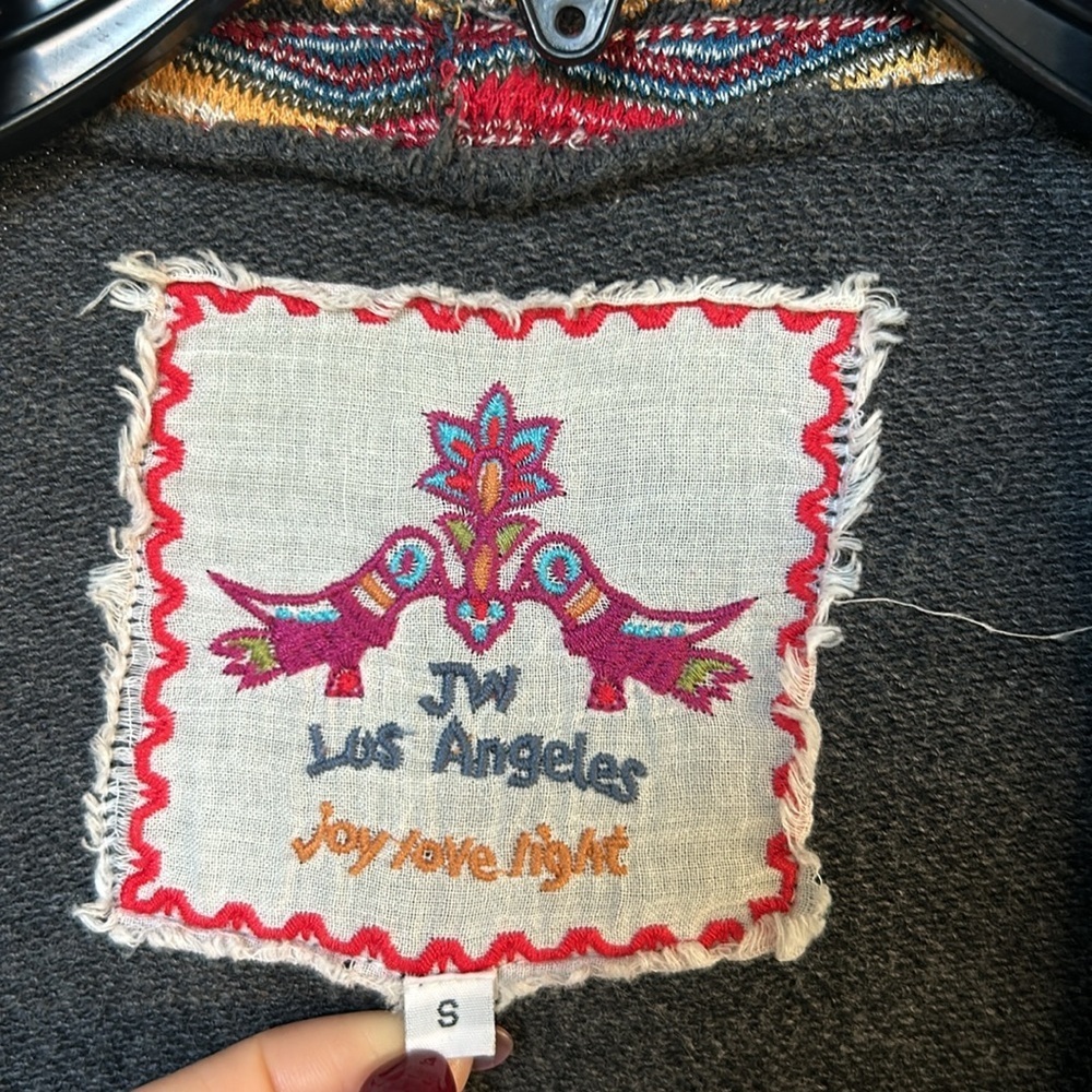 Johnny Was Dark Gray Cardigan with Colorful Embroidery - Picture 3 of 16